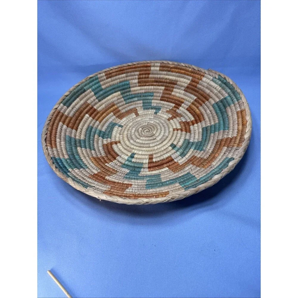 Coil Basket -Hand Woven Grass 15 inch- 3 Tone Wall Hanging or Table Decor
